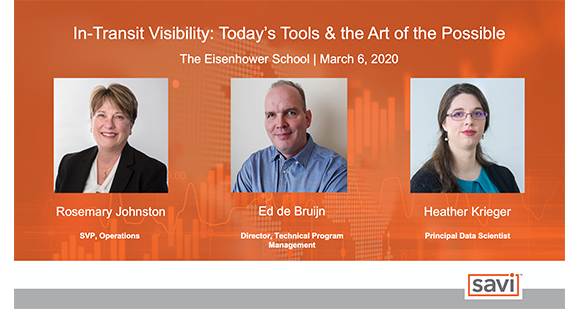 Savi Technology experts will speak at the Eisenhower school on March, 6, 2020 to explain how the DoD can learn from commercial supply chains' use of in-transit visibility technology